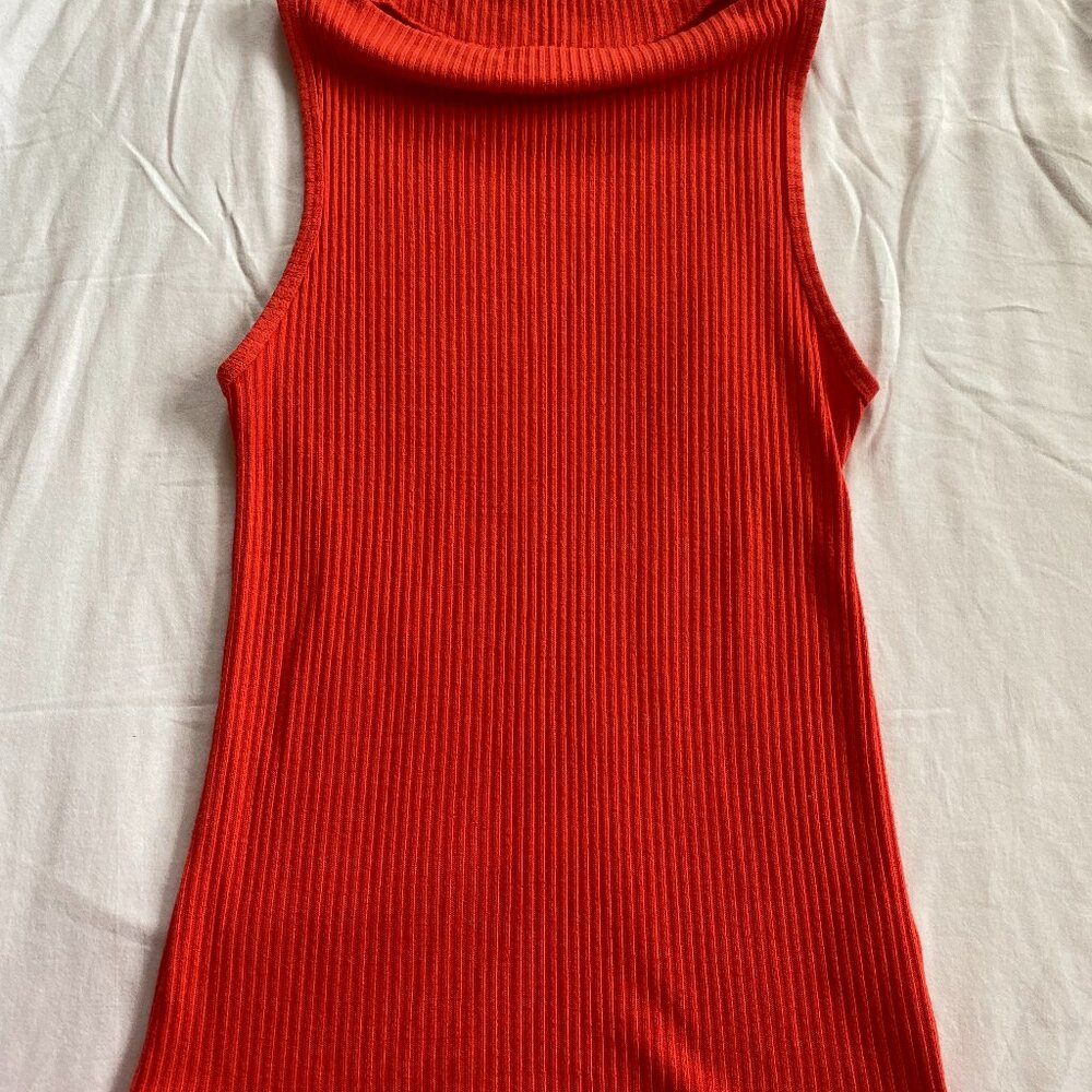 J -Crew Ribbed High neck top in orange color! Size:XS